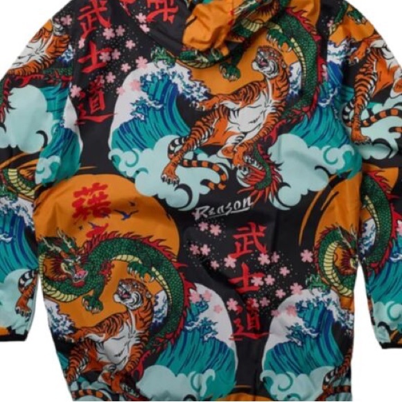 •Kanji• Japan Print Half Zip Pull Over Jacket - Picture 6 of 7